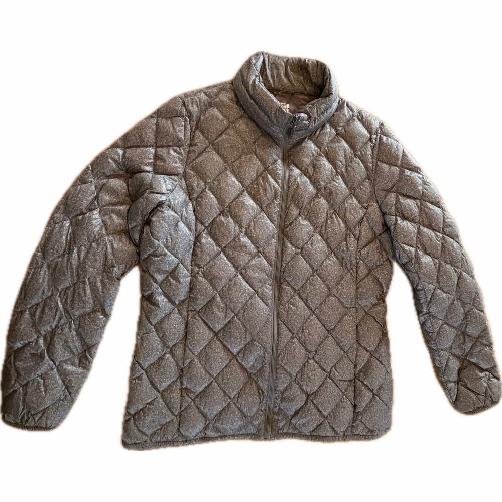 32 Degrees‎ Heat Puffer Jacket Womens Size L Heathered Gray Quilted Full Zip